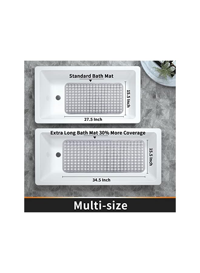 Raxoom Original Bath Shower Mat for Tub, Non Slip Bathtub Mats with Drain Holes, Suction Cups, Machine Washable, BPA, Latex , Phthalate Free, 34.5 x 15.5 Inches, Clear Gray - Image 4