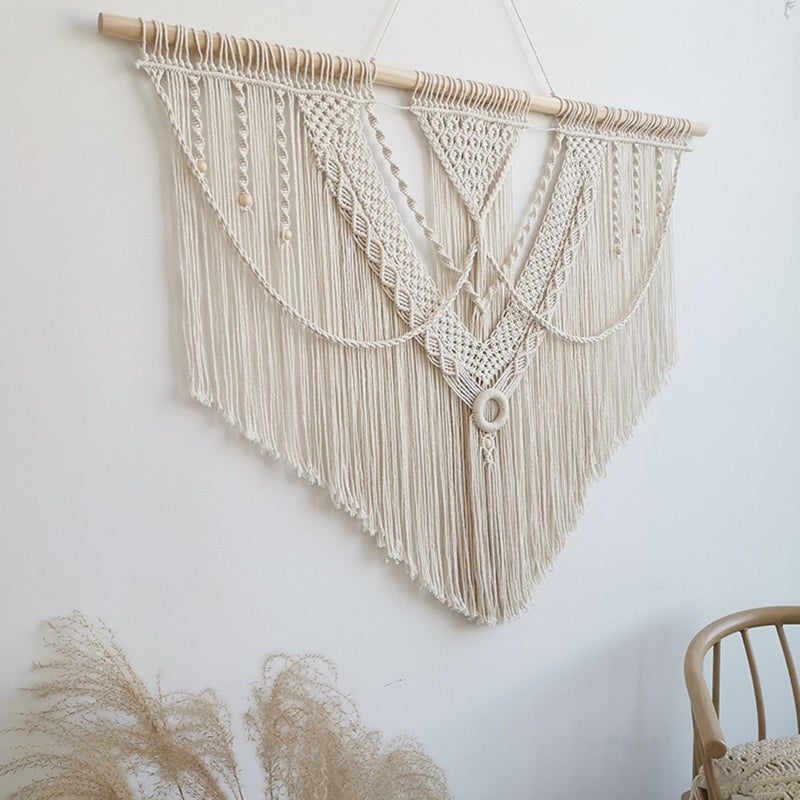 Achart Macrame Wall Hanging Large- Boho Wall Decor- large wall art- Wall Decor Living Room- Macrame Tapestry Boho Decor for Bedroom (Triangle) - Image 3
