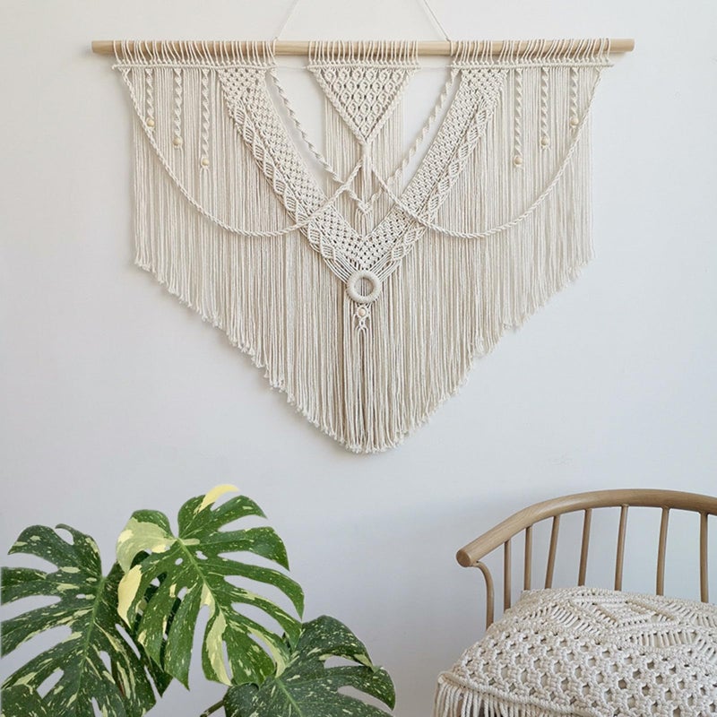 Achart Macrame Wall Hanging Large- Boho Wall Decor- large wall art- Wall Decor Living Room- Macrame Tapestry Boho Decor for Bedroom (Triangle) - Image 2