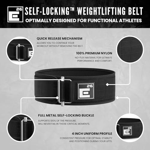 Element 26 Self-Locking Weight Lifting Belt Premium Weightlifting Belt for Serious Functional Fitness,Olympic Lifting Athletes Lifting Support Deadlift Training Belt (XX-Large,Black),‎W6-YIZK-KIY9-$P - Image 3