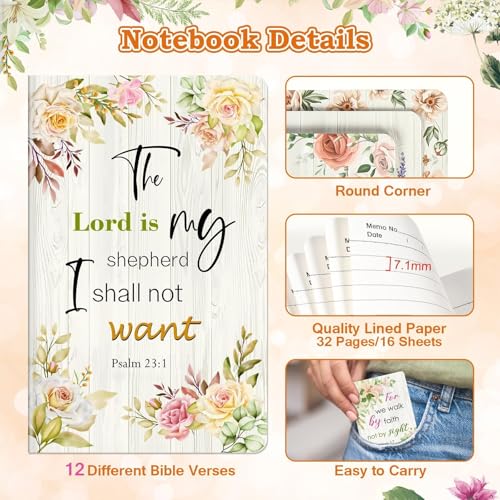 OMEYA 36 Pcs Christian Mothers Day Gifts Bulk Include 12 Mini Bible Verse Notepads, 12 Scripture Ballpoint Pens & 12 Magnetic Cross Bookmarks, Cute Religious Notebooks Gifts Prizes Party Favors, 3.5"x5.5" - Image 4