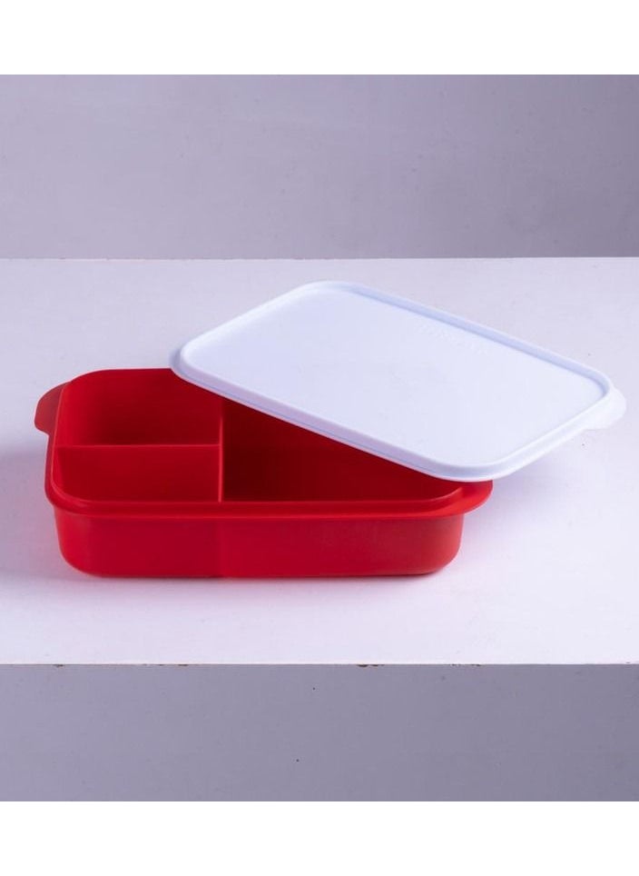 Nomix Lunch box BREAK 1.5 liters with selicon cap Red*White 