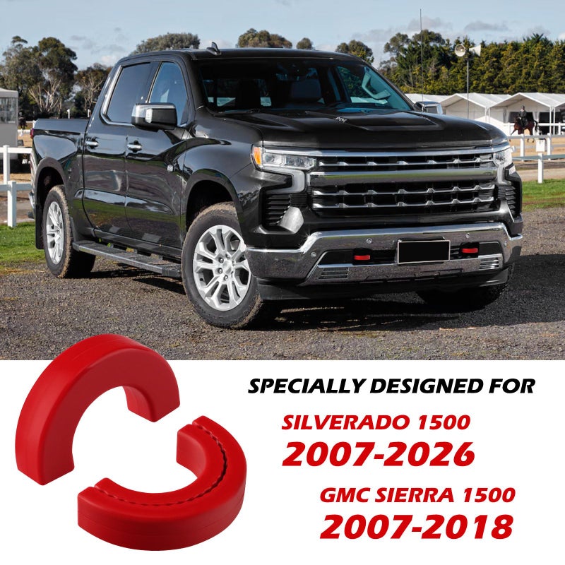 TECHPICCO Tow Hook Covers Fit for Chevy Silverado 1500 2007-2026/GMC Sierra 1500 2007-2018, Customized Car Tow Hooks Compatible with Chevrolet Silverado 1500 Accessories 2007-2026 (Red) - Image 2