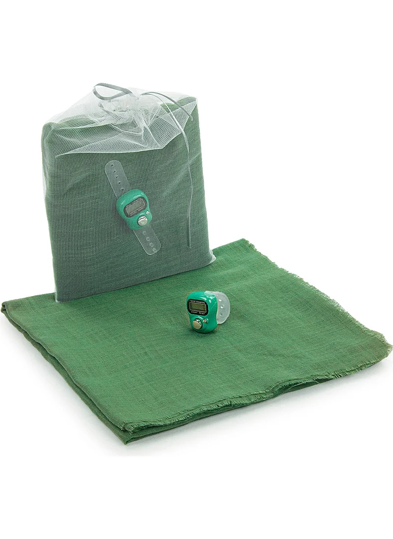 İhvan Ikhvan 5 Pieces Tulle Pouch Cotton Mevlüt Cloth and Chanting Counter Set Green