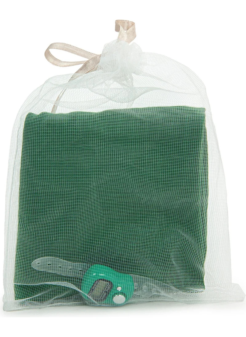 İhvan Ikhvan 5 Pieces Tulle Pouch Cotton Mevlüt Cloth and Chanting Counter Set Green
