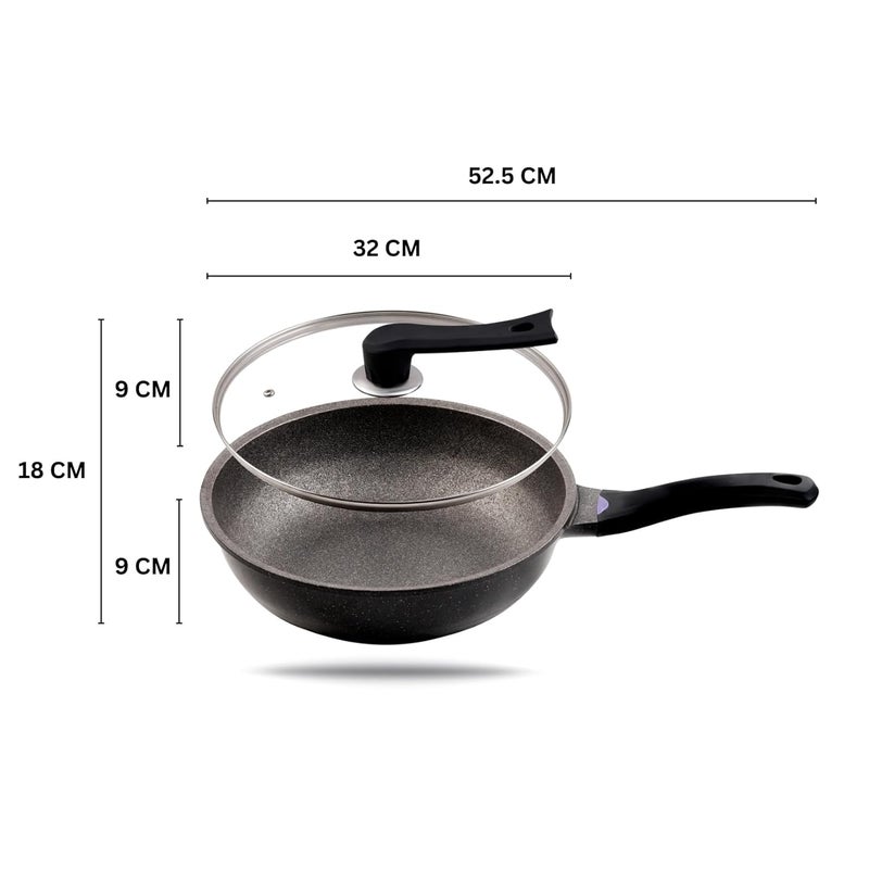 HOOPVOOL HOOPVOOL Nonstick Frying Pan Skillet 28CM 3Liter Saute Pan with Lid StayCool Handle Chef Pan Healthy Stone Cookware Cooking Pan Induction Compatible PFOA Free Black  - Image 3