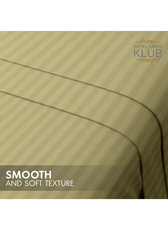 Hotel Linen Klub Hotel Linen Klub Stripe Microfiber Fitted Sheet – King Size (180x200 cm), Ultra-Soft & Wrinkle-Resistant, Olive  - Image 5