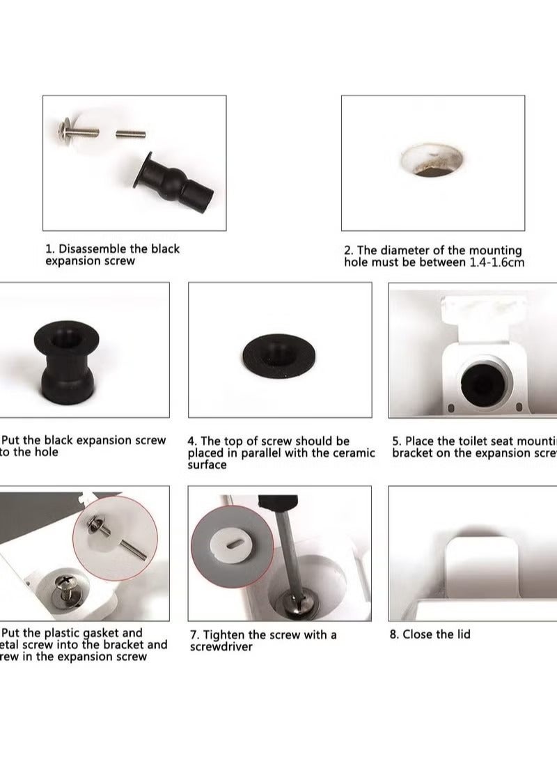 4 حزمة مقعد المرحاض يتوقف مسامير تثبيت مقعد المرحاض إصلاح توسيع المطاط أعلى مسامير الصواميل - Image 3