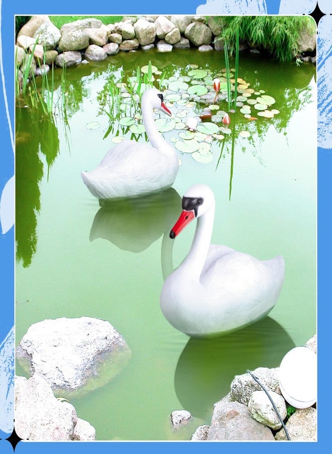Deekin 2 Pieces Swan Decoy Pond Bird Deterrent Decoration Goose Decoys Hunting Floating Decoys Garden Pond Decoration for Fields or Float on The Water Pool, Garden and Patio Accessories (White) - Image 2