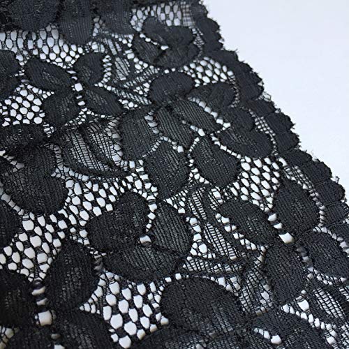 Lace Realm 6 Inches Wide Stretchy Lace Ribbon Elastic Trim Fabric with Floral Pattern for Bridal Wedding Decorations , Sewing DIY Making and DIY Crafts-5 Yards (8022 Black) - Image 4