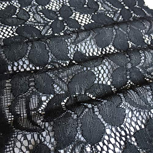 Lace Realm 6 Inches Wide Stretchy Lace Ribbon Elastic Trim Fabric with Floral Pattern for Bridal Wedding Decorations , Sewing DIY Making and DIY Crafts-5 Yards (8022 Black) - Image 5
