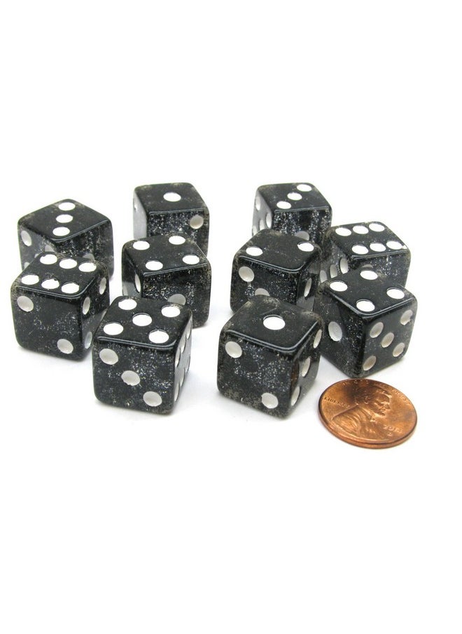 Koplow Games Koplow Games Set of 10 D6 16mm Glitter Dice - Black with White Pips 