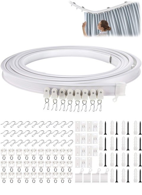 Flexible Bendable Ceiling Curved Curtain Track Ceiling Mount for Curtain Rail with Track Curtain System, Room Divider Ceiling Curtain Rod RV Ceiling Track for Curtains, 5 Meter/ 16.4 Feet, white