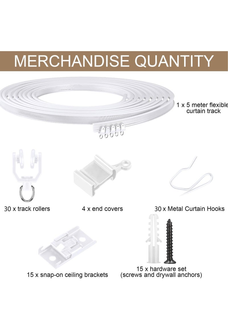 XiuWoo - Flexible Bendable Ceiling Curved Curtain Track Ceiling Mount for Curtain Rail with Track Curtain System, Room Divider Ceiling Curtain Rod RV Ceiling Track for Curtains, 5 Meter/ 16.4 Feet, white - Image 1