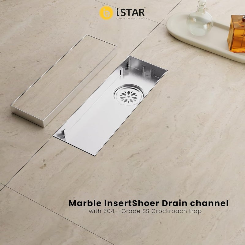 iSTAR 304 Grade Stainless Steel Tile Insert Shower Drain Channel |Corrosion Resistant Water Water Floor Drainer with Pest Trap and Side Hole for Bathroom, Balconies, Wetrooms, Kitchens(12 x 4 inches) - Image 5