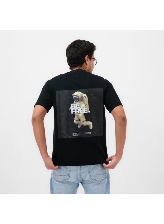 Tolou Unisex Black Astronaut Graphic T shirt - Image 1