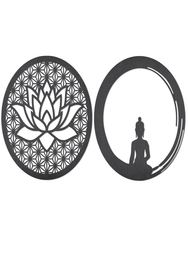Elk Lotus and Buddha wall decor wooden wall Decor Black Colour | wall hanging decoratives | home decor wall art for bedroom Living room | Outdoor decor balcony Office | Gift - Image 2