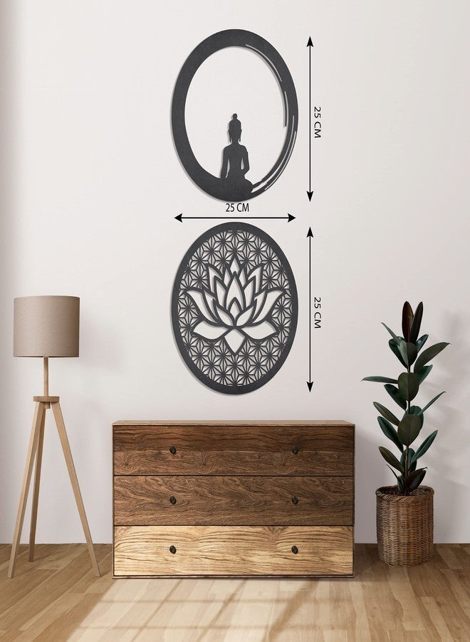 Elk Lotus and Buddha wall decor wooden wall Decor Black Colour | wall hanging decoratives | home decor wall art for bedroom Living room | Outdoor decor balcony Office | Gift - Image 3