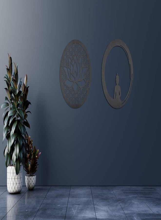 Elk Lotus and Buddha wall decor wooden wall Decor Black Colour | wall hanging decoratives | home decor wall art for bedroom Living room | Outdoor decor balcony Office | Gift - Image 5