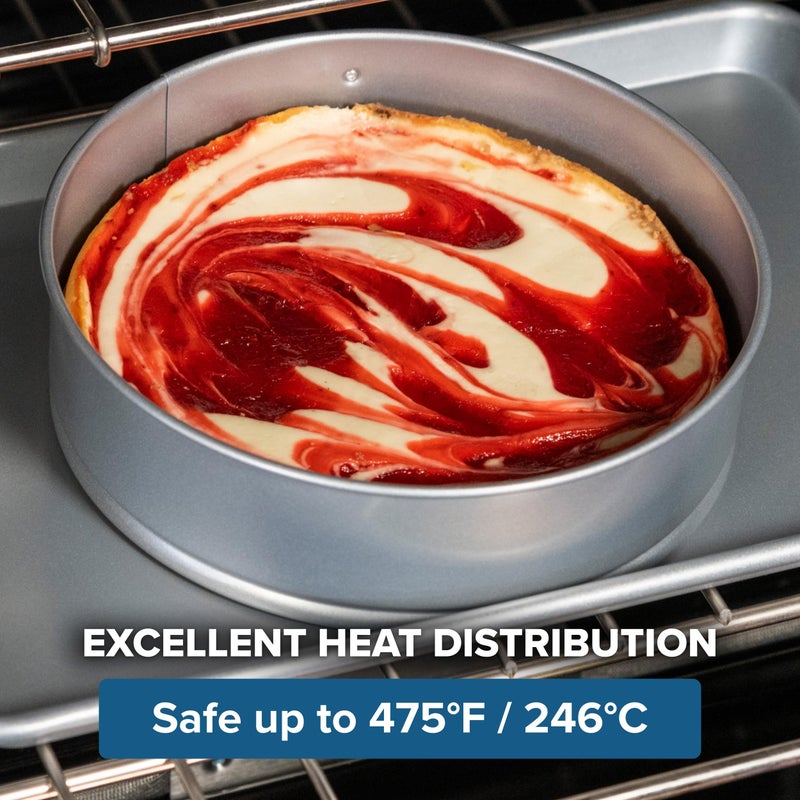 Viking Premium 9-Inch Nonstick Ceramic Springform Pan, Made without PFAS, Heavy Gauge Aluminized Steel Cheesecake Baking Pan, Reinforced Iron Frame, Even Heating, Oven Safe for 475F, Silver - Image 5