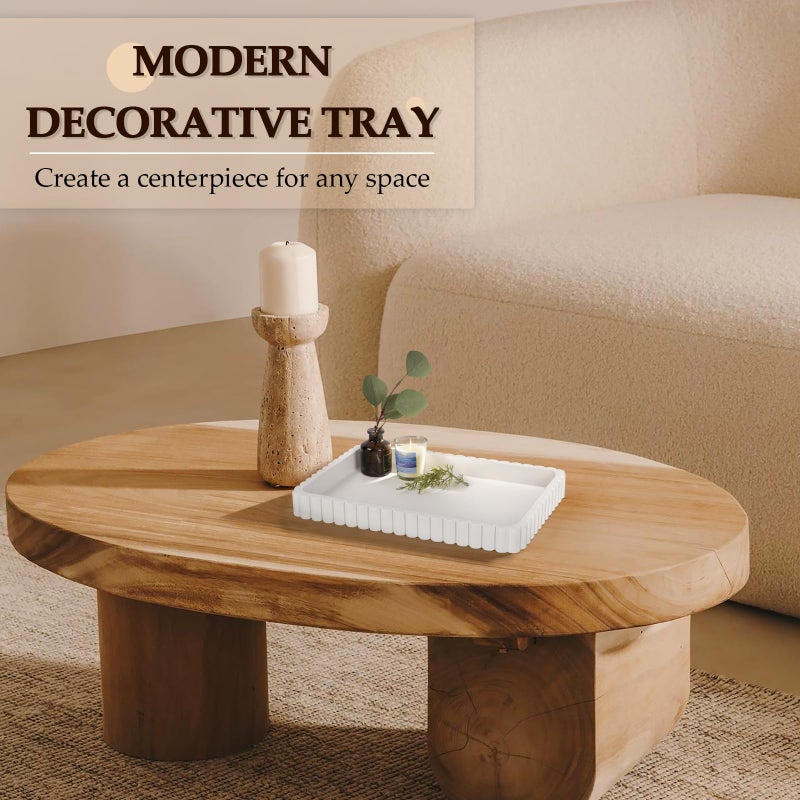 Cathyeen Concrete Decorative Tray for Coffee Table Decor, 14" Coffee Table Tray Ottoman Tray Table Centerpieces, Rectangular Modern Decorative Trays for Home Decor, Living Room, Entry, White - Image 5