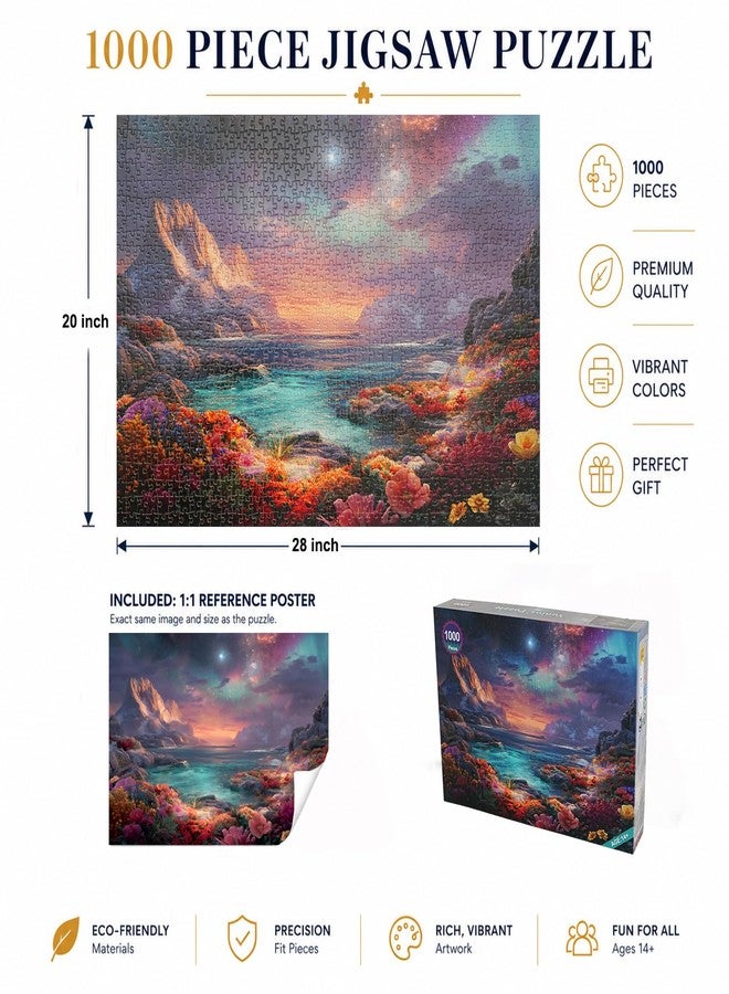Yunlus Jigsaw Puzzles for Adults 1000 Pieces Impossible Hard Difficult Challenging Puzzles for Teens Mountain Sea Ocean Flowers Galaxy Night Landscape Jigsaw Puzzle 1000 Pieces 28 x 20 inch - Image 4