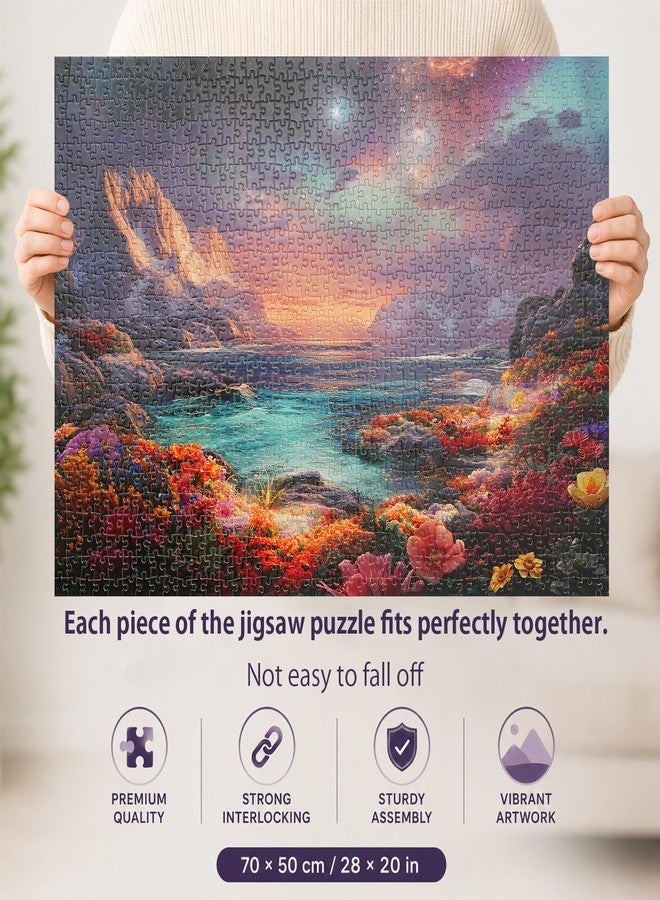 Yunlus Jigsaw Puzzles for Adults 1000 Pieces Impossible Hard Difficult Challenging Puzzles for Teens Mountain Sea Ocean Flowers Galaxy Night Landscape Jigsaw Puzzle 1000 Pieces 28 x 20 inch - Image 2