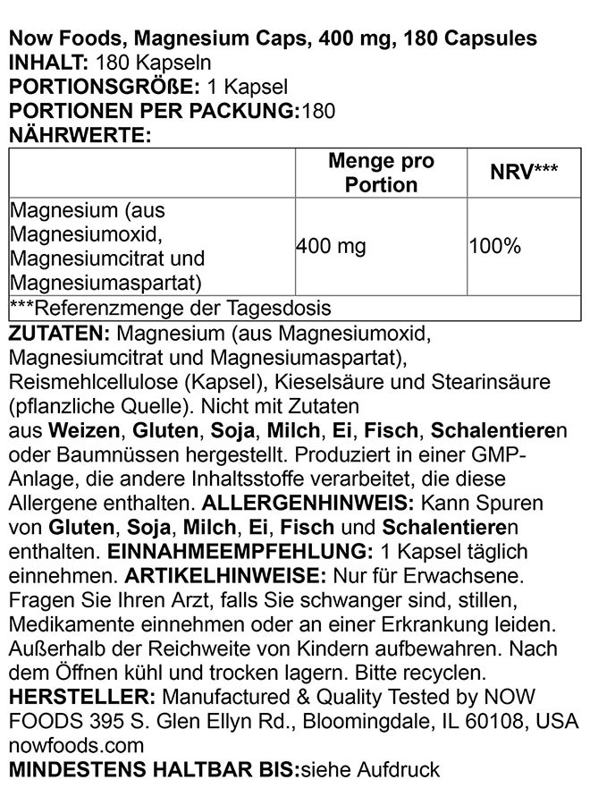 ناو فودز كبسولات المغنيسيوم بتركيز 400 ملجم - Image 5