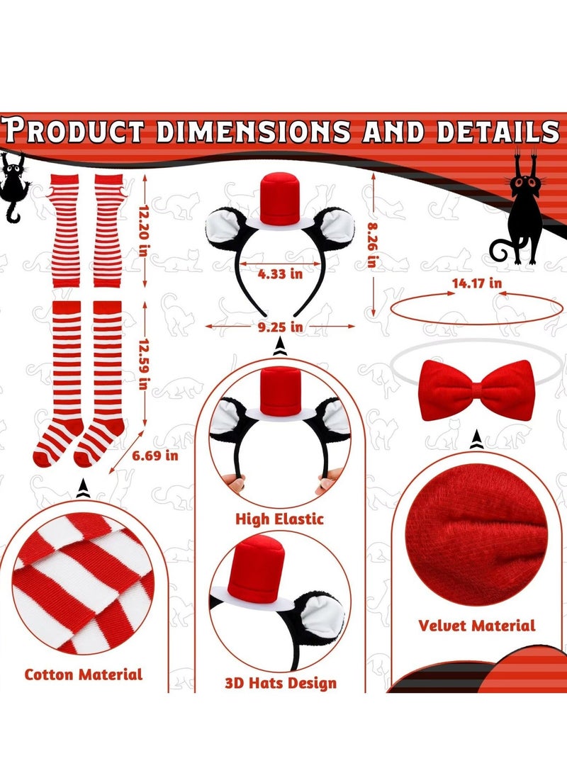 Cat Cosplay Costume Set for Kids, Including Cat Ear, Top Hat, Headband Tutu, Skirt ,Bowtie, Cat Tail, Socks, Gloves, Suitable for Party Cosplay Dress Up - Image 5