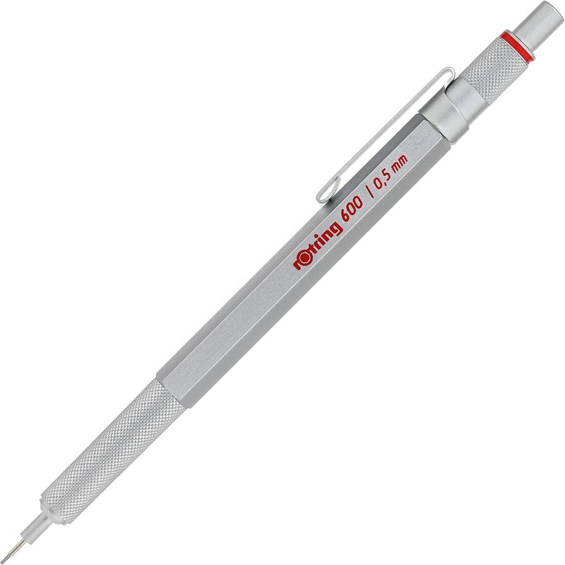 Rotring 600 Mechanical Pencil, 0.5 mm, Silver Barrel - Image 1