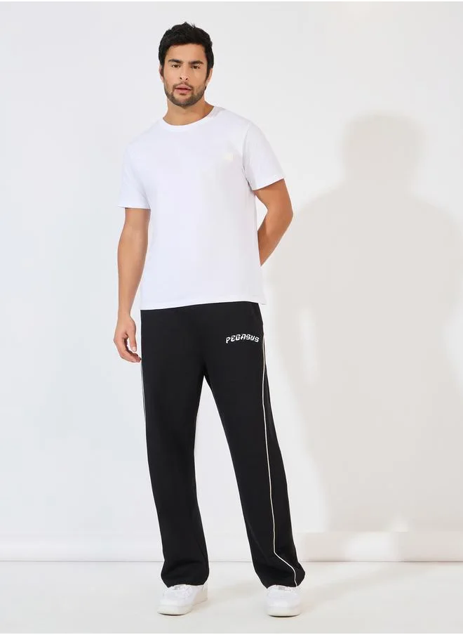 Styli Piping Detail Oversized Open Hem Joggers