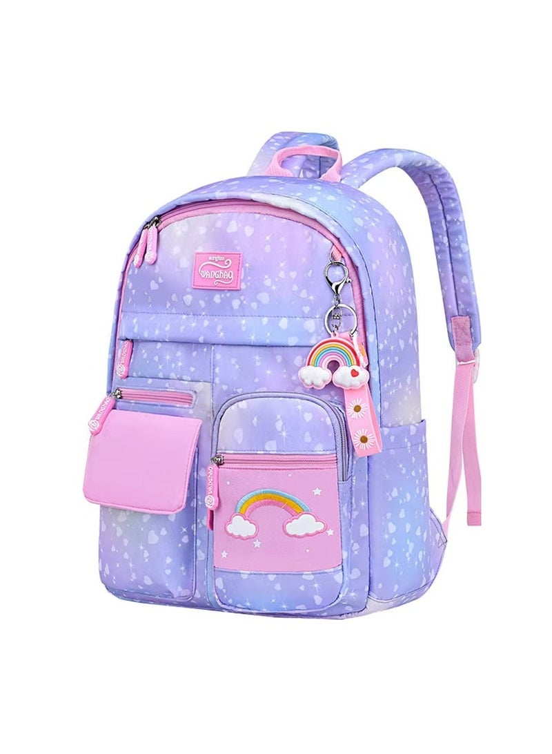 SIJINIAO SIJINIAO - Girls' and Boys' Backpacks, Children's Primary School Backpacks, Purple, Backpack - Image 1