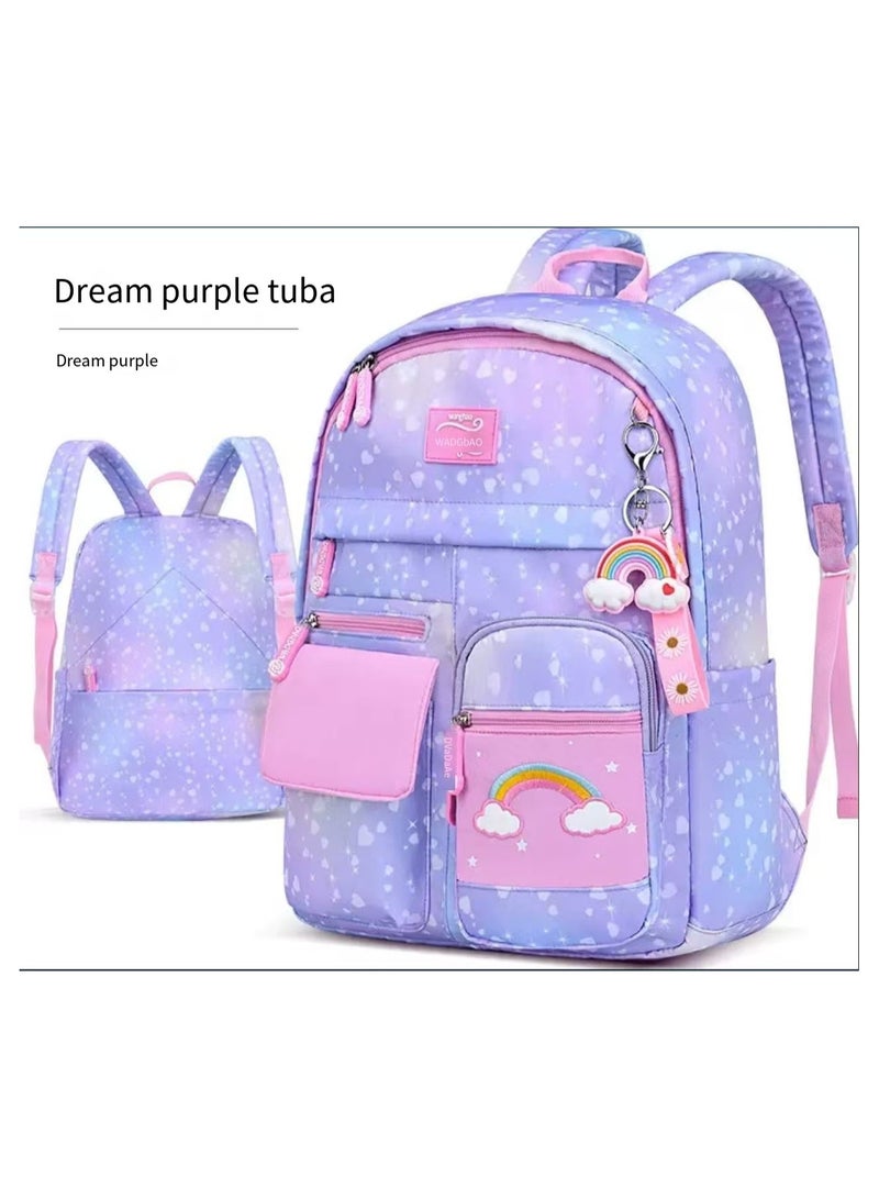 SIJINIAO SIJINIAO - Girls' and Boys' Backpacks, Children's Primary School Backpacks, Purple, Backpack - Image 2