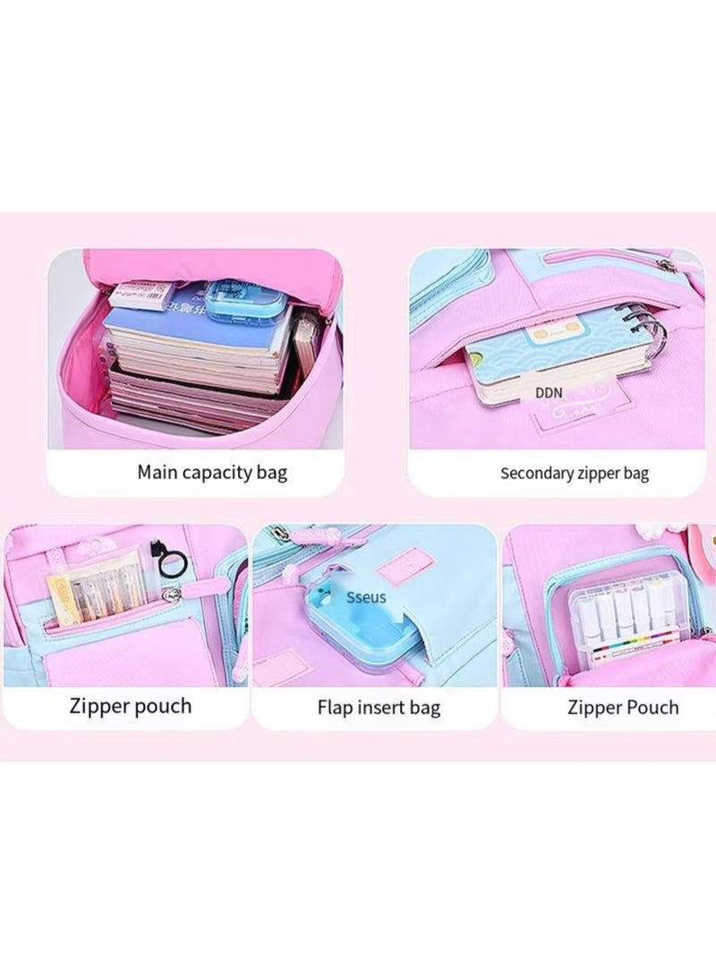 SIJINIAO SIJINIAO - Girls' and Boys' Backpacks, Children's Primary School Backpacks, Purple, Backpack - Image 4