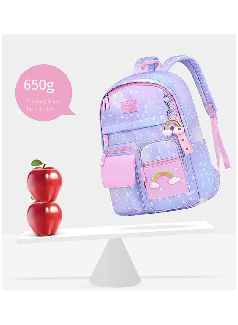 SIJINIAO SIJINIAO - Girls' and Boys' Backpacks, Children's Primary School Backpacks, Purple, Backpack - Image 5