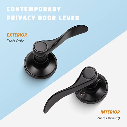 KNOBWELL 10 Pack Matte Black Keyless Interior Door Handles Closet Door Handle, Classic Passage Door Lever for Hallway and Closet, Passage Door Handle Sets - Image 2