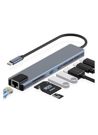 USB C Hub, 8 in 1 Type C Hub Multiport Adapter with 4K HDMI, PD Power Delivery, USB-C, Ethernet, 2 USB, SD/TF Card Reader Compatible with Mac Book Pro XPS and More Type C Devices - pzsku/ZE867AA1D117C0EC6BF34Z/45/_/1727510056/e32fc4e4-b7d2-4080-99e4-aaa500a06061