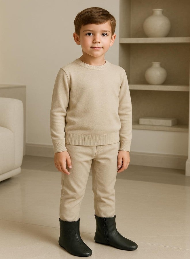 آذاد جوارب جلدية للأطفال من آزاد للجنسين، مناسبة للأولاد والبنات | جوارب شتوية دافئة وعصرية | جوارب للأطفال (مقاسات: 3 سنوات، 4 سنوات، قياسي، أسود - بنقشة خروف) - Image 2