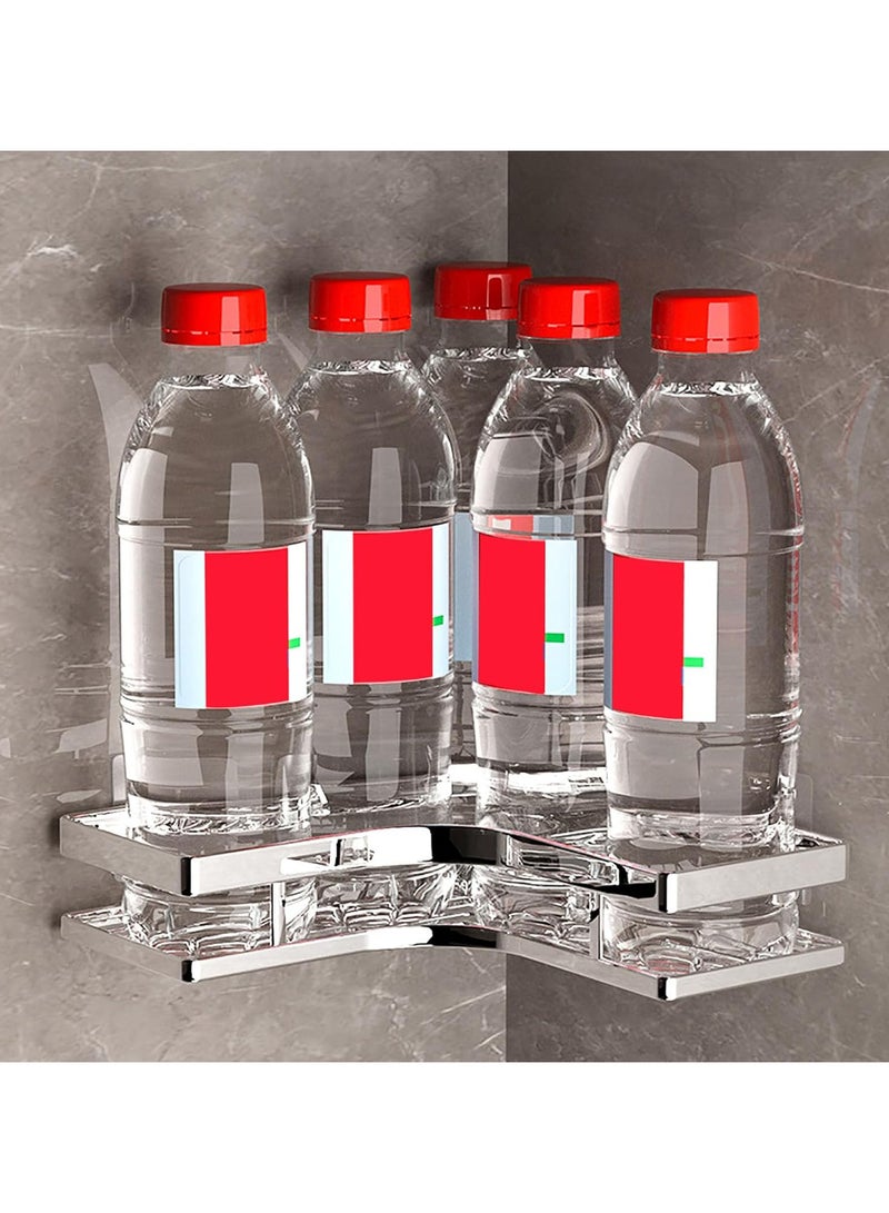 رف زاوية للحمام من ستانلس ستيل - تخزين متعدد الطوابق مقاوم للصدأ - تصميم عصري سهل التركيب امكنية تركيب البراغي او امكنية تركب اللاصق (رف 2 دور زاوية) - Image 5