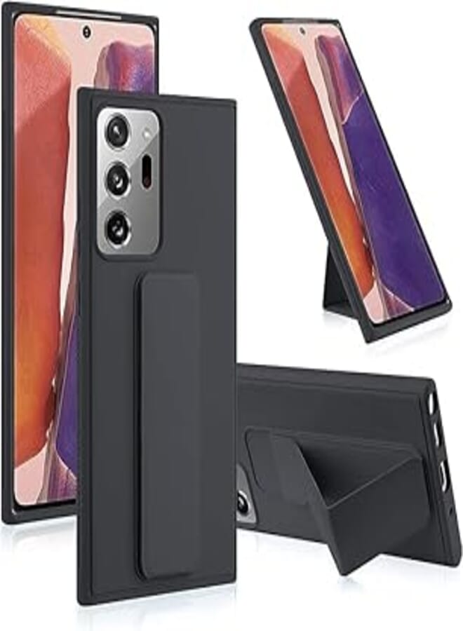 NEXT STORE Galaxy Note 20 Ultra Case with Kickstand, Magnetic Car Mount, Vertical & Horizontal Hand Strap, Silicone Grip Cover with Multi Stand - By Next store (Black)