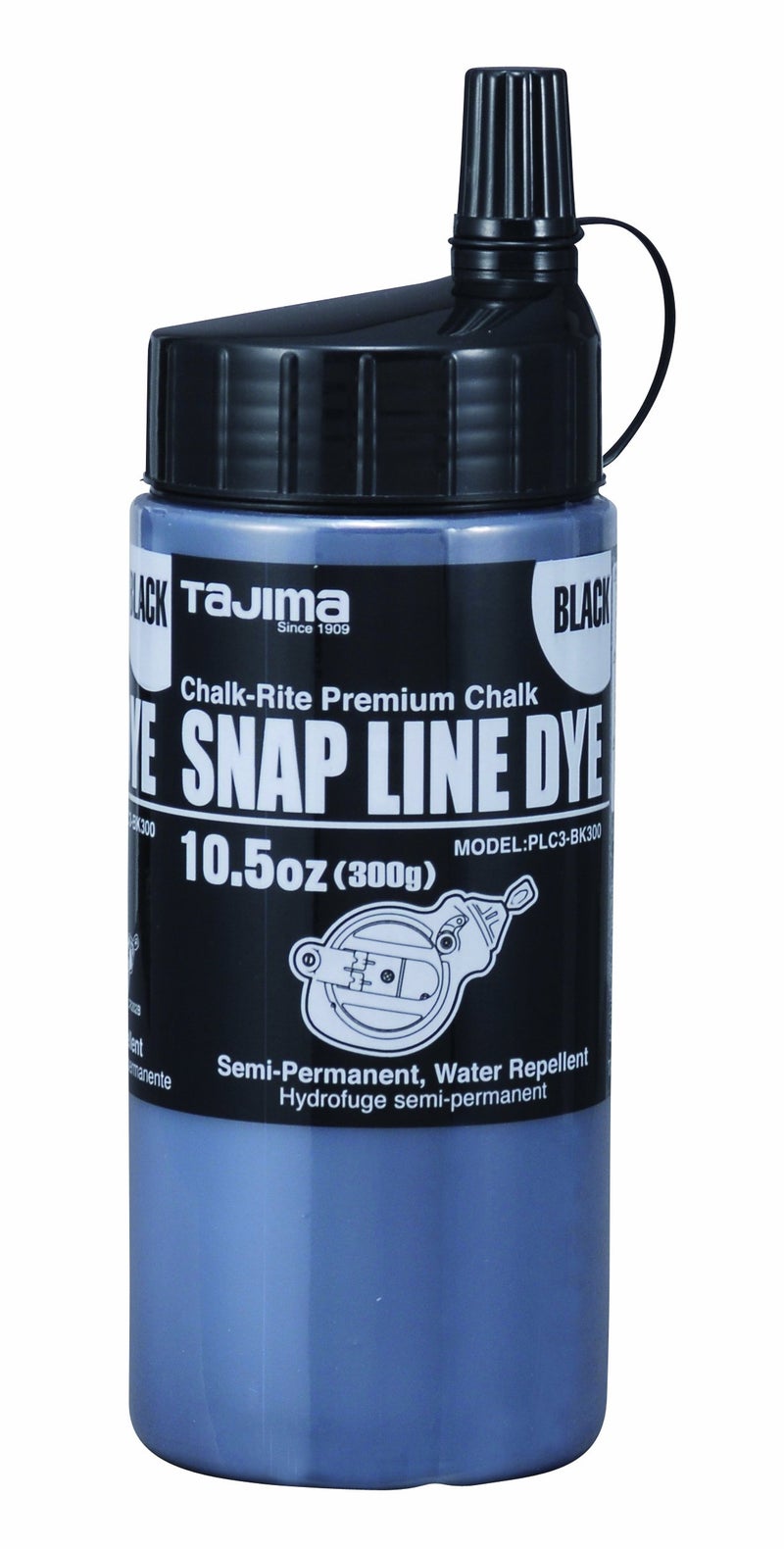 Tajima Marking Chalk - Black 10.5 Oz (300G) Semi Permanent Snap-Line Dye With Durable Bottle & Easy-Fill Nozzle - Plc3-Bk300 - Image 4