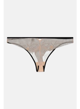 Etam Women Textured Floral Panties, Beige  - Image 2