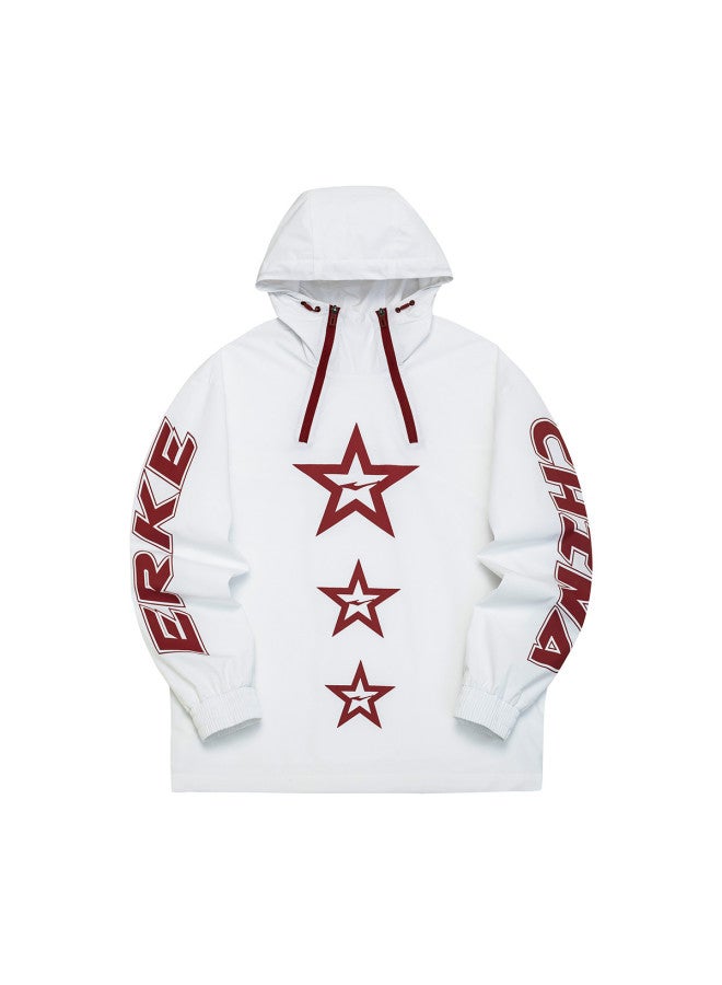 ERKE Runway Style】men's Autumn Sports Hooded Sweatshirt With Five-pointed Star Print Woven Long Sleeve Top - Image 2