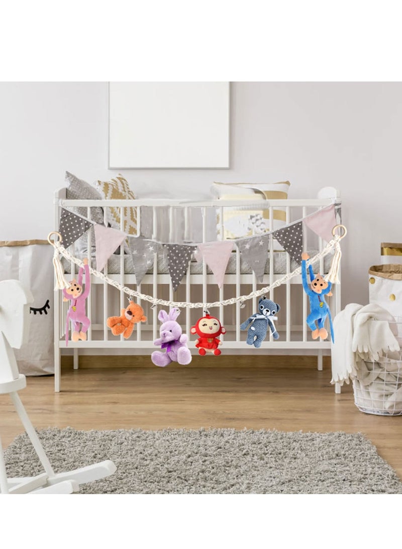 شو وو 2 Pcs Boho Stuffed Animals Storage Chain, Strong Toy Hanging Chain with 40 Metal Clips, Includes 4 Ceiling Hooks, Organize Plush Toys, Hats, Socks, and Holiday Cards - Image 3