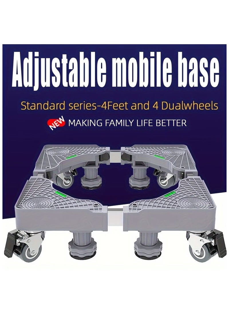 HIAS Heavy Duty Adjustable Washing Machine & Refrigerator Stand with Wheels – Telescopic Base Trolley 4 Locking Casters & 4 Strong Adjustable Feet for Fridge Dryer Furniture Appliance Moving Roller Square. - Image 5