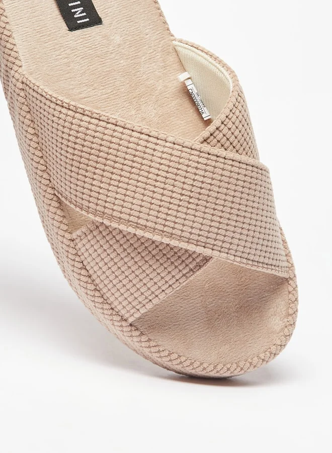 DUCHINI Men's Textured Cross Strap Bedroom Slippers