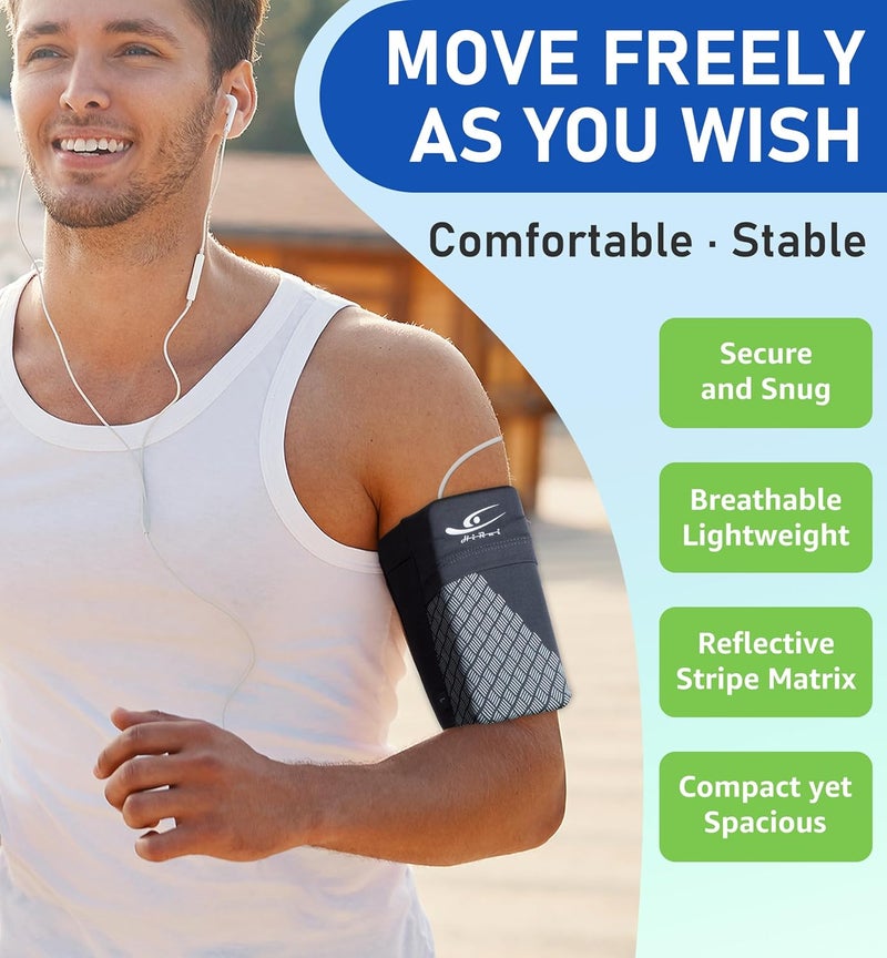 HiRui Universal Sports Armband Cell Phone Armband Sleeves Running Armband for Exercise Workout, Compatible with iPhone 16/16Plus/Pro/15/15Plus/14/13 Samsung Galaxy All Phones (Large, Black) - Image 2