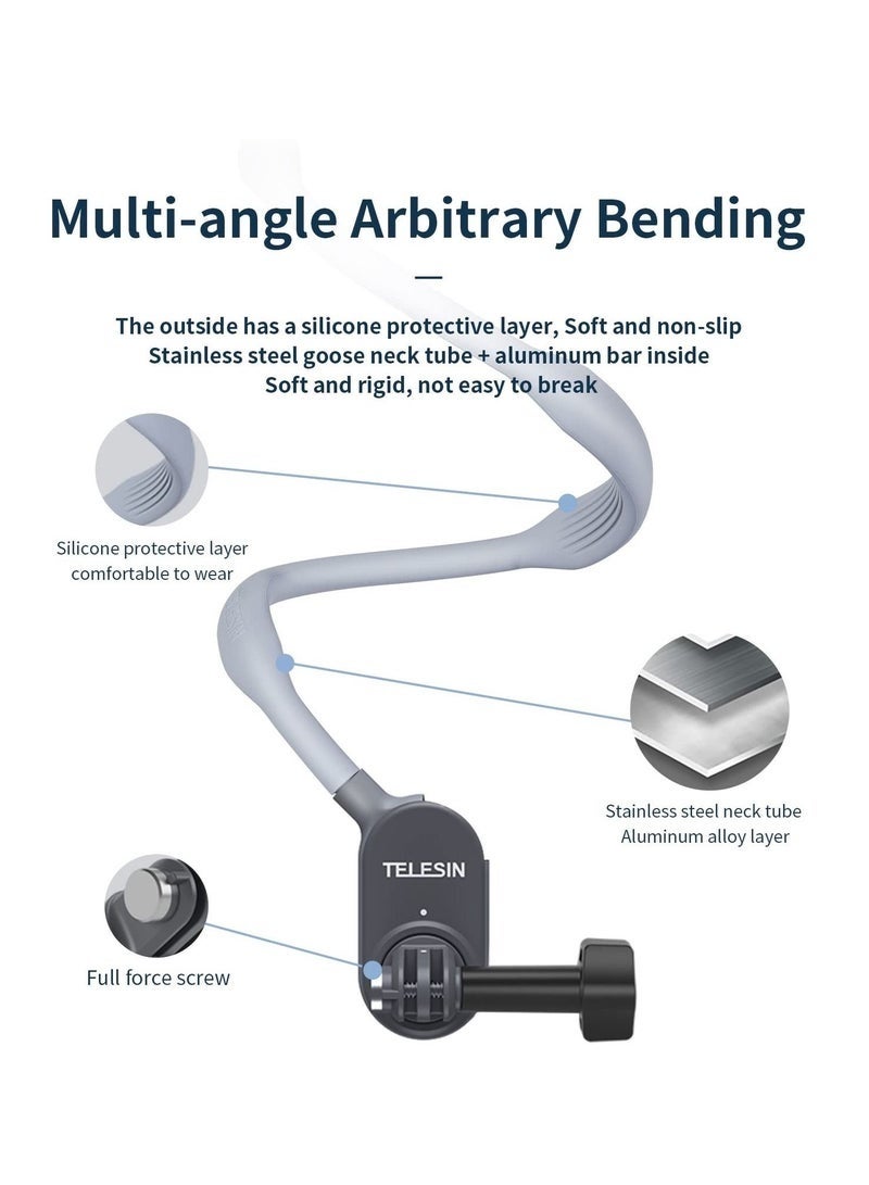 كيلا حامل كاميرا مغناطيسي معلق على الرقبة لكاميرا GoPro Insta360 DJI Action Sports Camera Vlog حزام رقبة وحزام جسم لكاميرا الحركة (الحد الأقصى) - Image 3