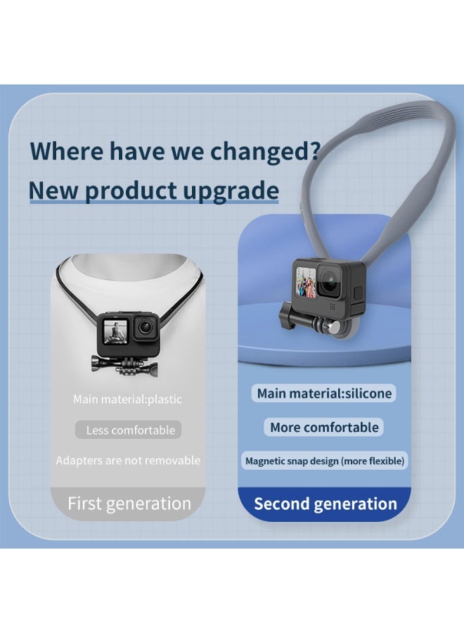 تيليسن حامل كاميرا مغناطيسي معلق على الرقبة لكاميرا GoPro Insta360 DJI Action Sports Camera Vlog حزام رقبة وحزام جسم لكاميرا الحركة (الحد الأقصى) - Image 4