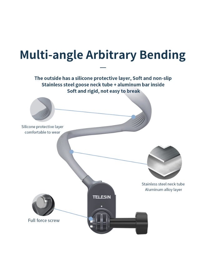 تيليسن حامل كاميرا مغناطيسي معلق على الرقبة لكاميرا GoPro Insta360 DJI Action Sports Camera Vlog حزام رقبة وحزام جسم لكاميرا الحركة (الحد الأقصى) - Image 2